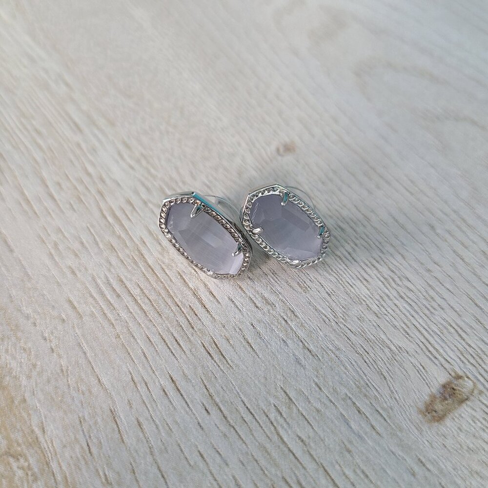Kendra Scott Ellie Silver Stud Earrings in Slate Cat's Eye